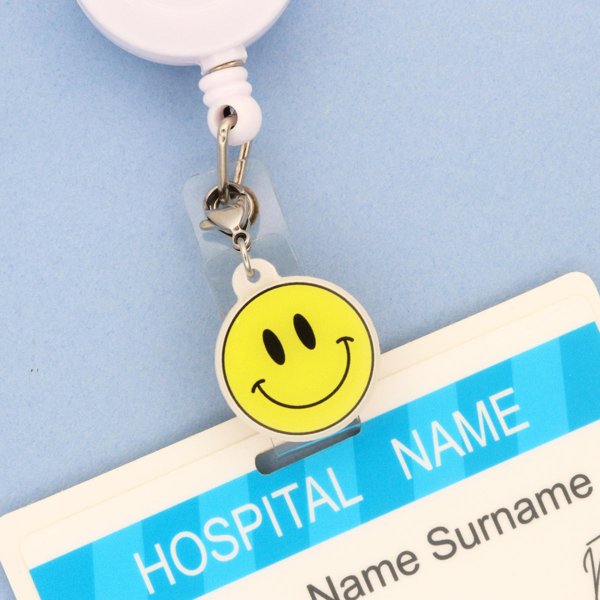 Smiley Face Badge Reel Charm