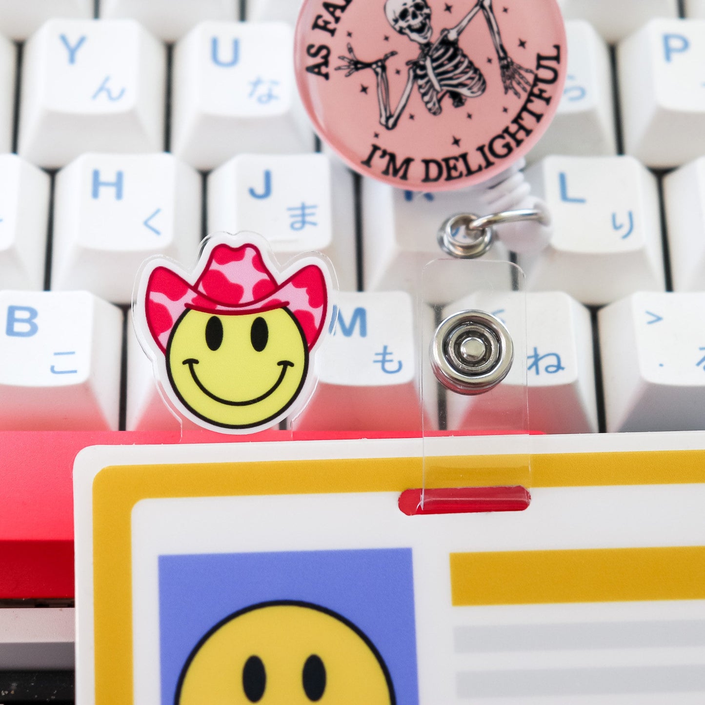 Badge Topper - Cowboy Hat Smiley Face - Acclaim Status Co Acclaim Status Co Pink