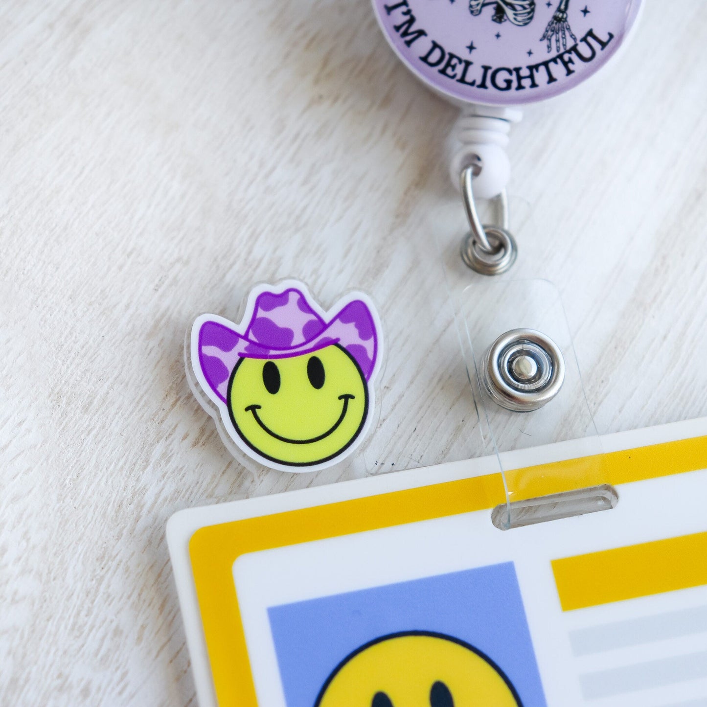 Badge Topper - Cowboy Hat Smiley Face - Acclaim Status Co Acclaim Status Co Pink