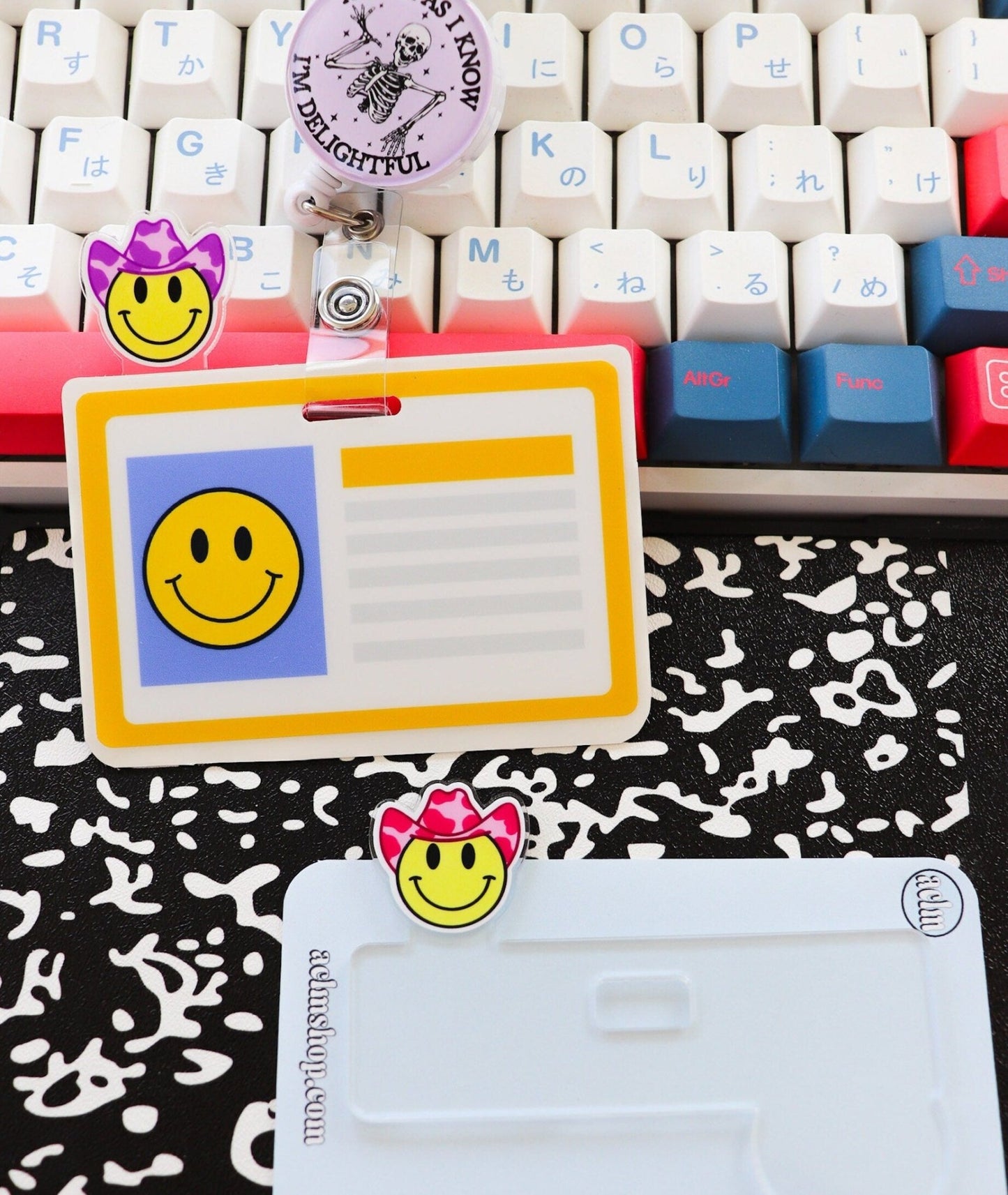 Badge Topper - Cowboy Hat Smiley Face - Acclaim Status Co Acclaim Status Co Pink