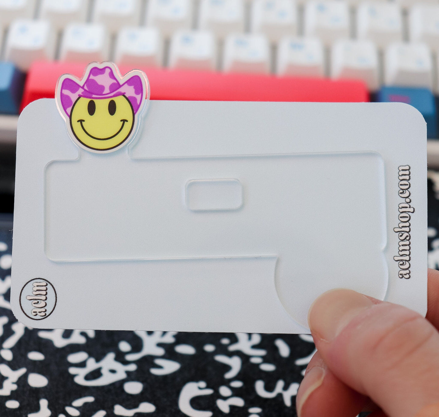Badge Topper - Cowboy Hat Smiley Face - Acclaim Status Co Acclaim Status Co Pink