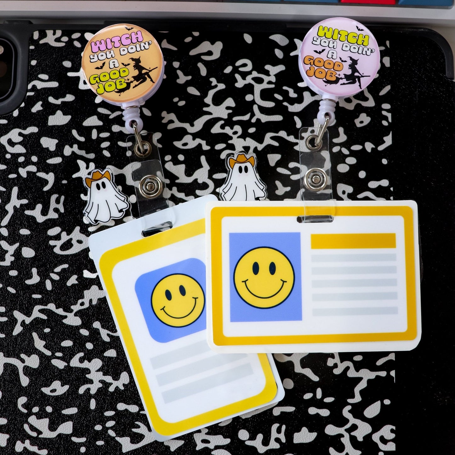 Badge Topper - Cute Ghost Cowboy - Acclaim Status Co Acclaim Status Co Horizontal Badge