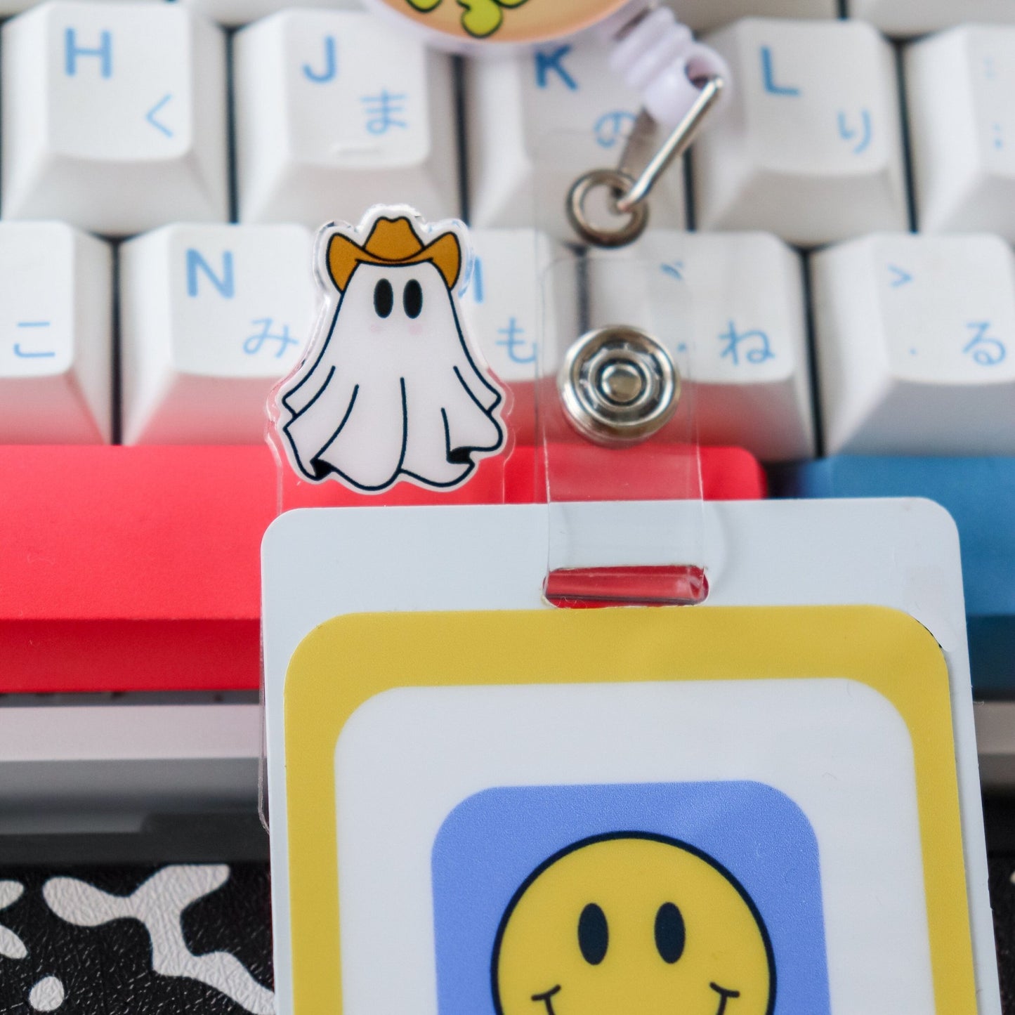 Badge Topper - Cute Ghost Cowboy - Acclaim Status Co Acclaim Status Co Horizontal Badge