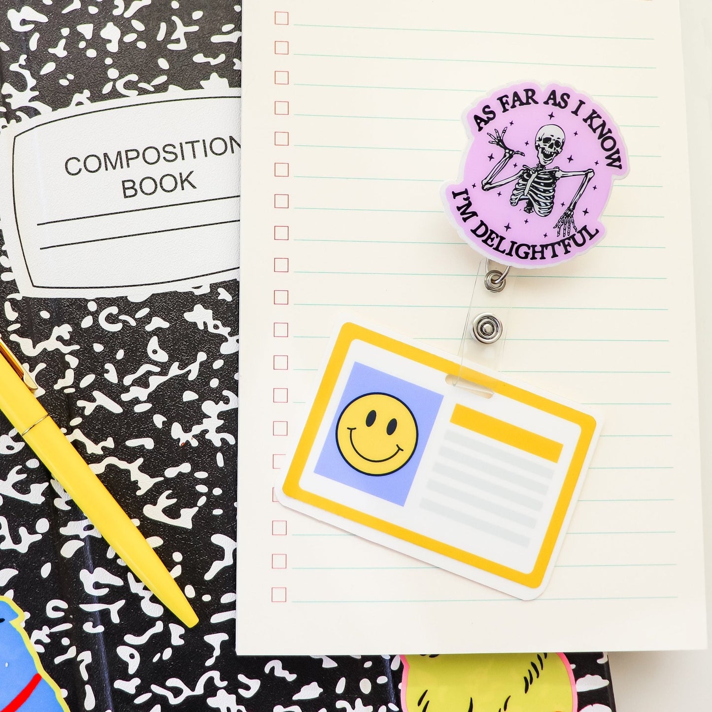 Funny Badge Reel - As Far As I Know I'm Delightful - Acclaim Status Co Acclaim Status Co Alligator ClipPink