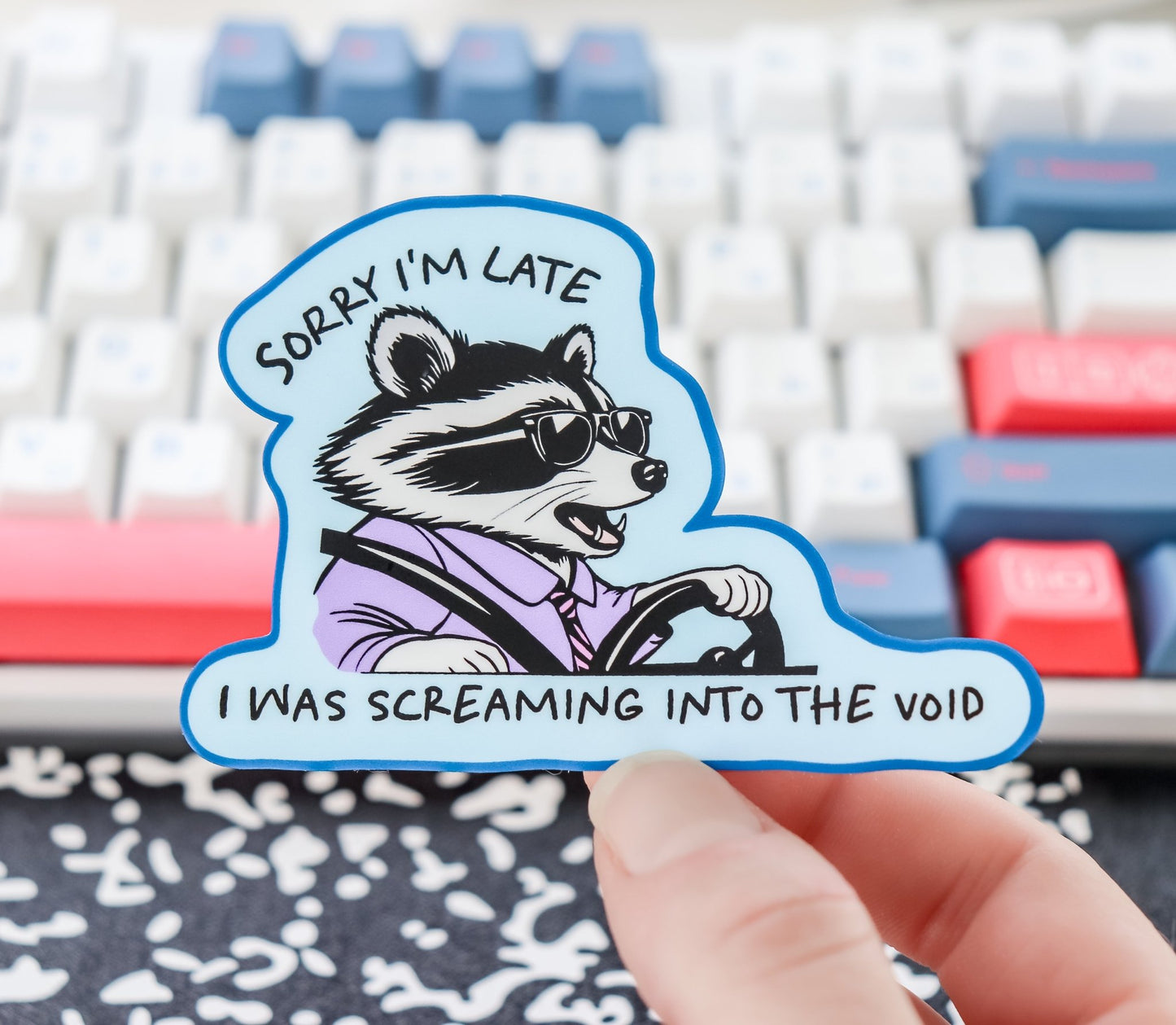 Funny Sticker - Raccoon Screaming Into the Void - Acclaim Status CoAcclaim Status CoBlue
