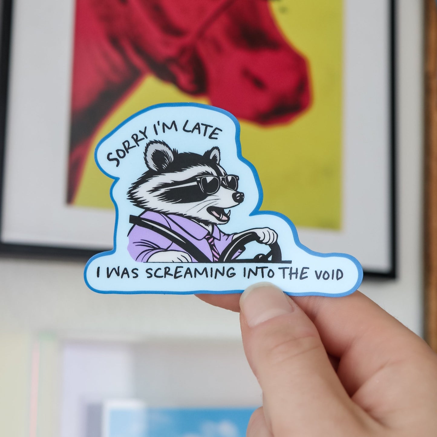 Funny Sticker - Raccoon Screaming Into the Void - Acclaim Status CoAcclaim Status CoBlue