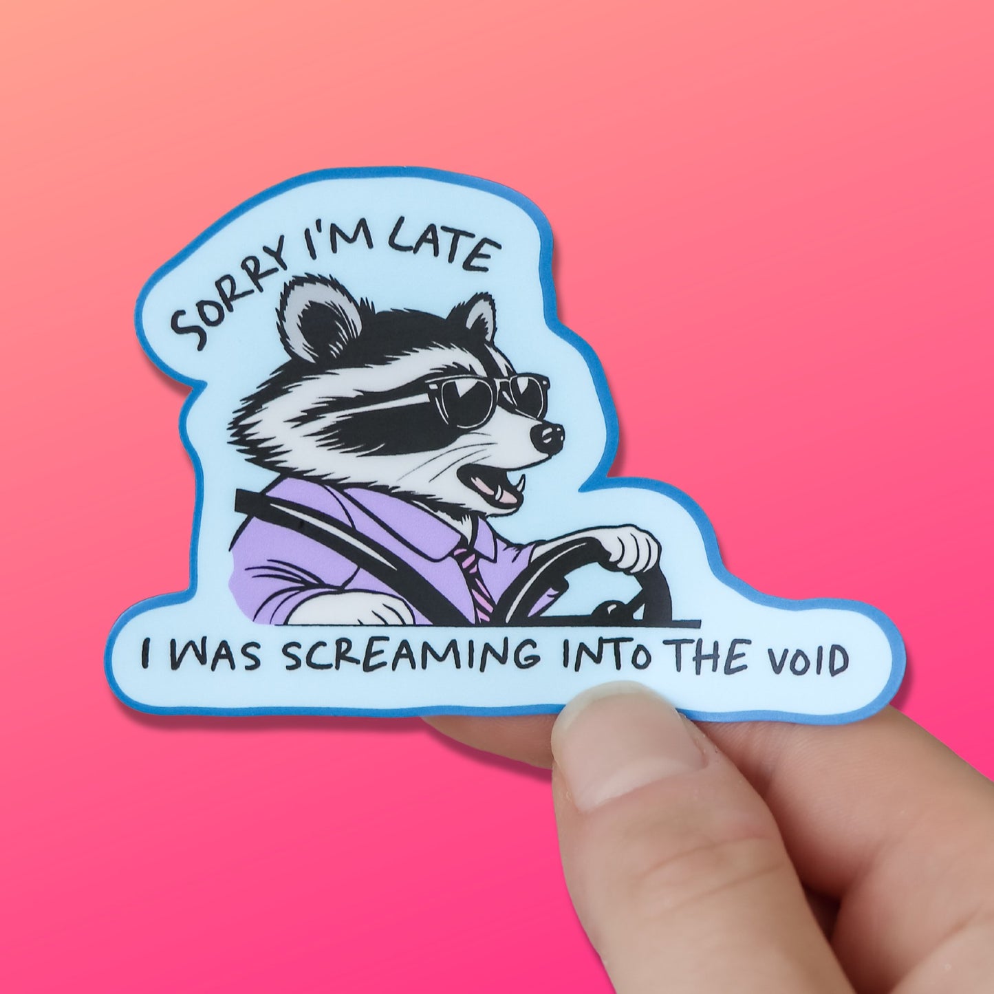 Funny Sticker - Raccoon Screaming Into the Void - Acclaim Status CoAcclaim Status CoBlue