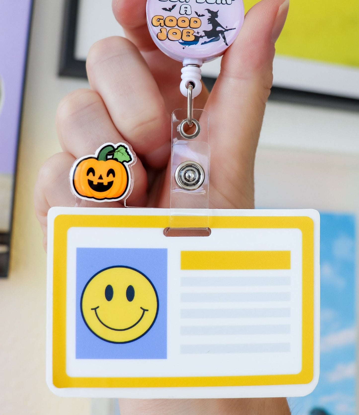 Halloween Badge Topper - Pumpkin, Ghost, Black Cat - Acclaim Status Co Acclaim Status Co Horizontal BadgeGhost