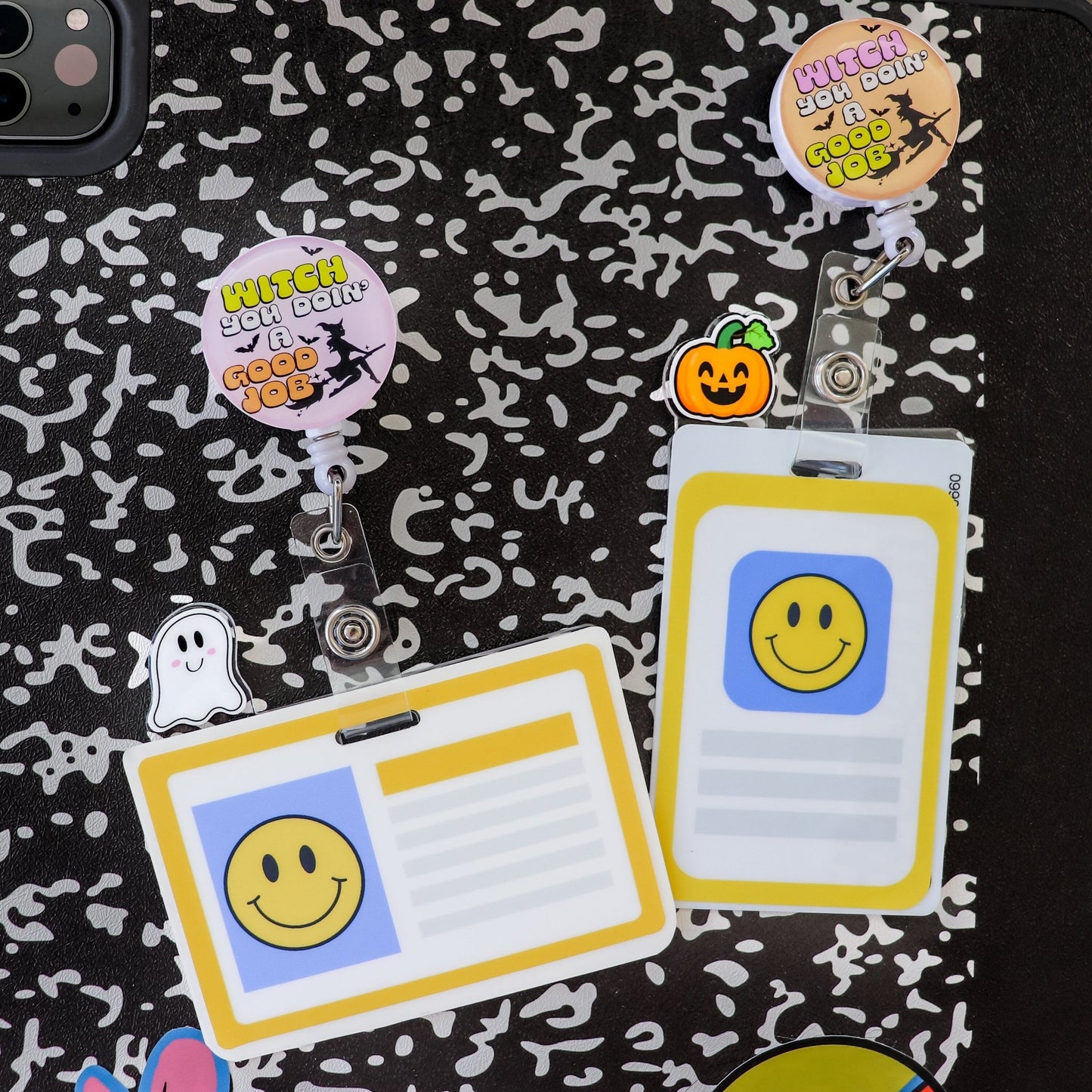 Halloween Badge Topper - Pumpkin, Ghost, Black Cat - Acclaim Status Co Acclaim Status Co Horizontal BadgeGhost
