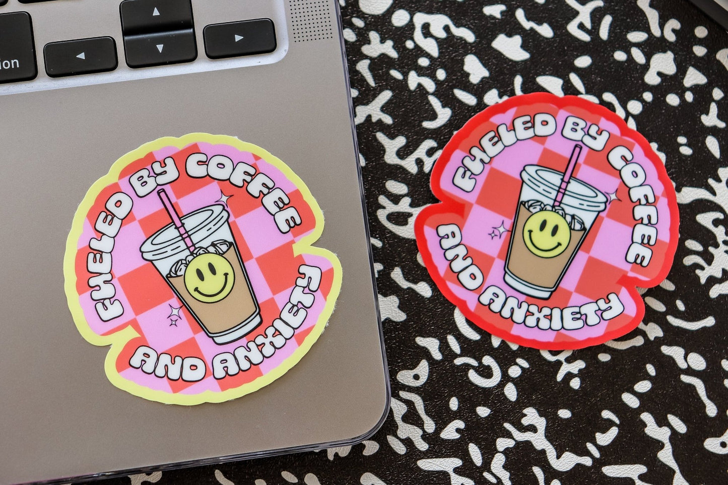 Sticker - Fueled By Coffee & Anxiety - Acclaim Status Co Acclaim Status Co Pink