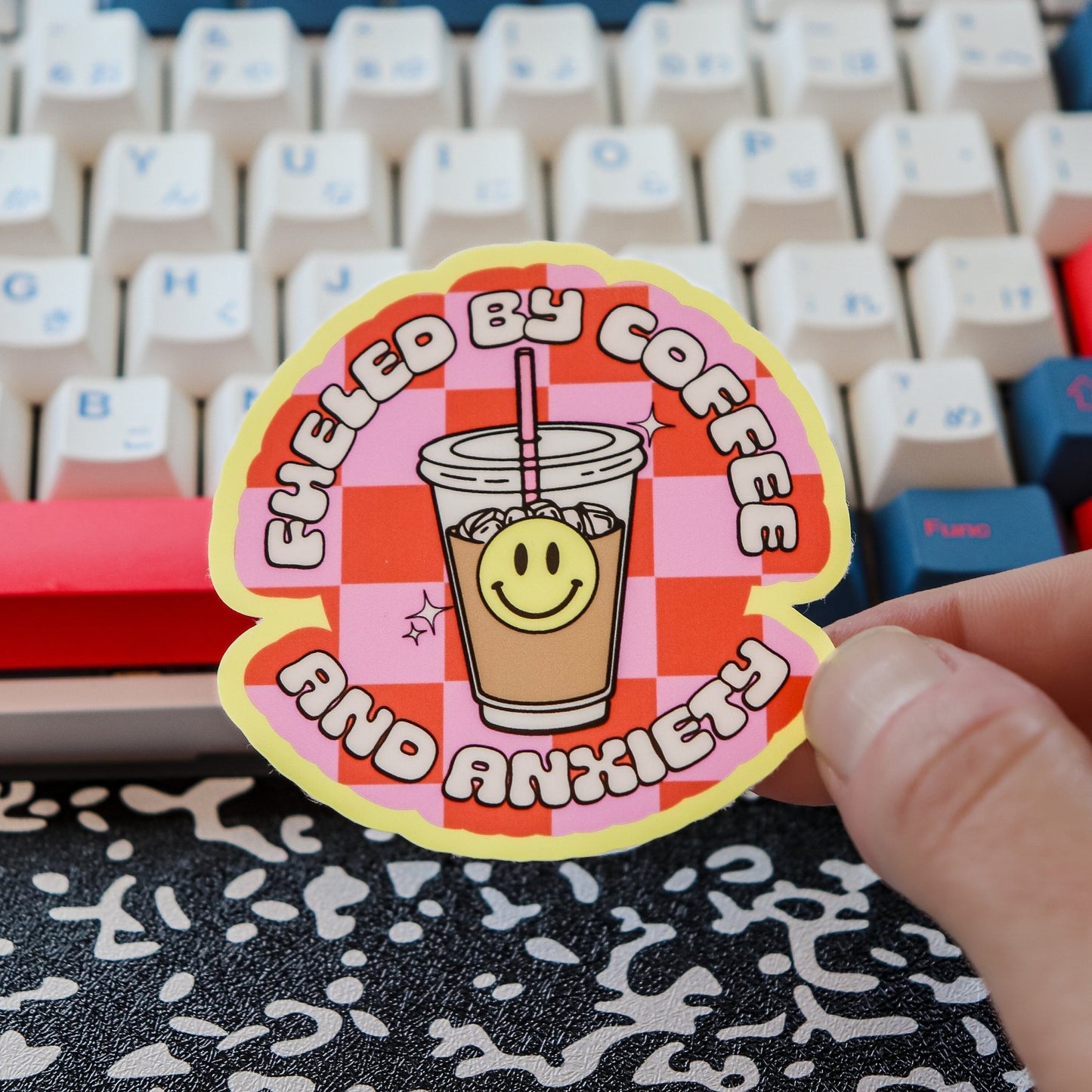 Sticker - Fueled By Coffee & Anxiety - Acclaim Status Co Acclaim Status Co Pink