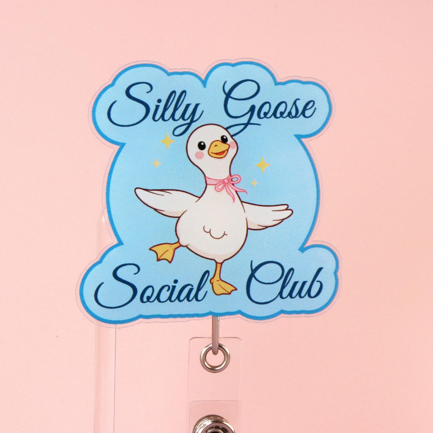 Silly Goose Social Club Badge Reel, Funny Nurse Retractable ID Holder