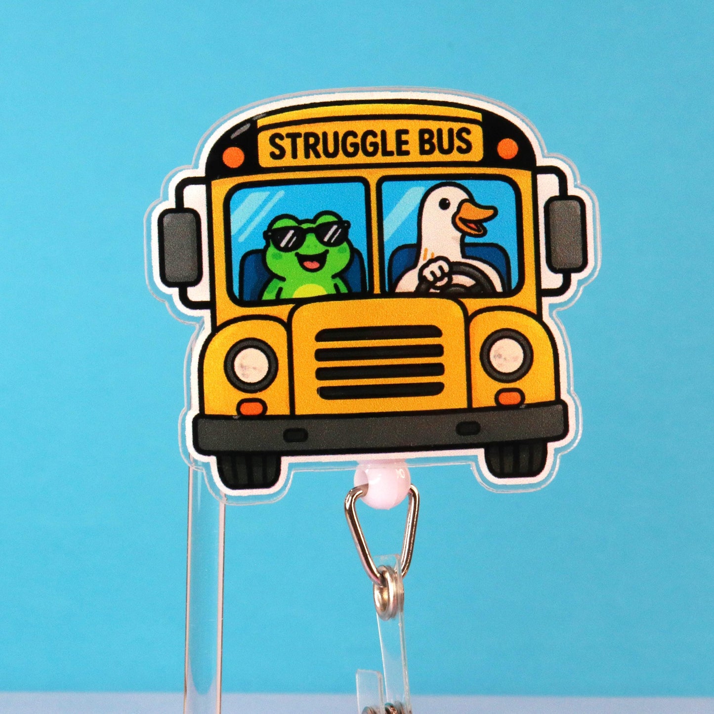 Struggle Bus Nurse Badge Reel | Funny Acrylic ID Holder for Healthcare Workers
