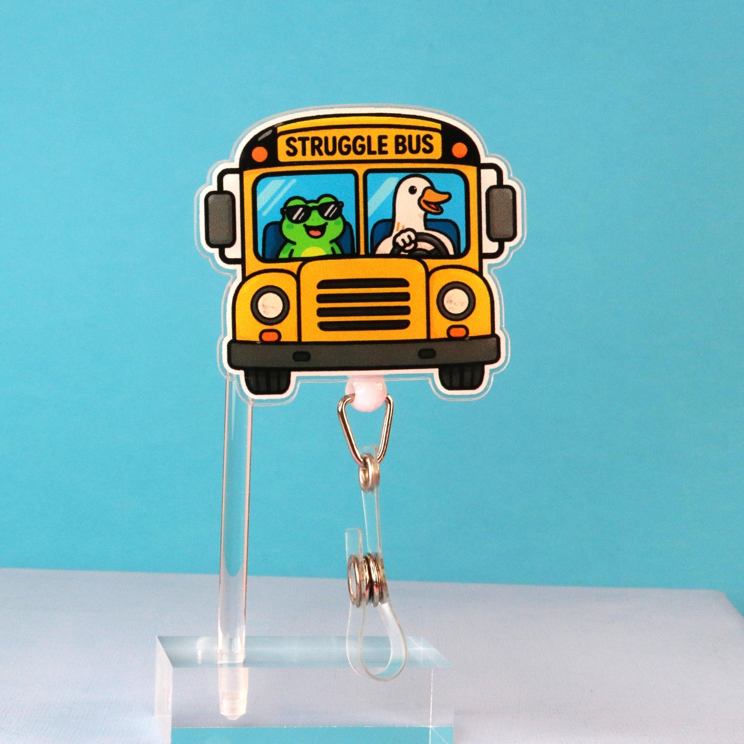 Struggle Bus Nurse Badge Reel | Funny Acrylic ID Holder for Healthcare Workers