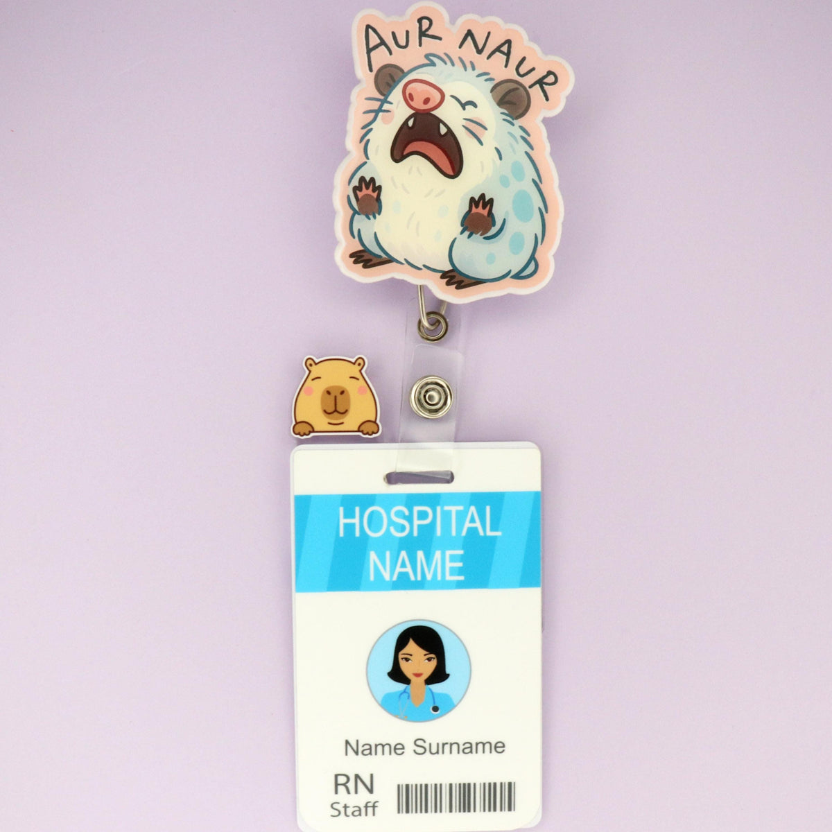 Capybara Nurse Badge Topper: Acrylic Healthcare Accessory