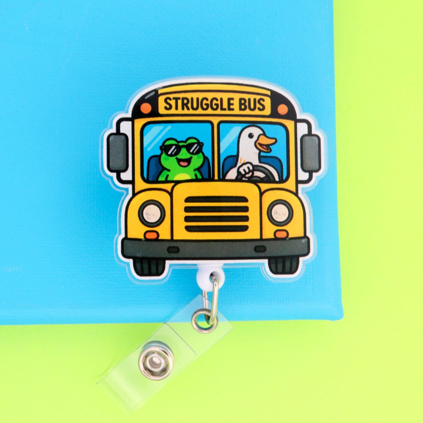 Struggle Bus Nurse Badge Reel | Funny Acrylic ID Holder for Healthcare Workers