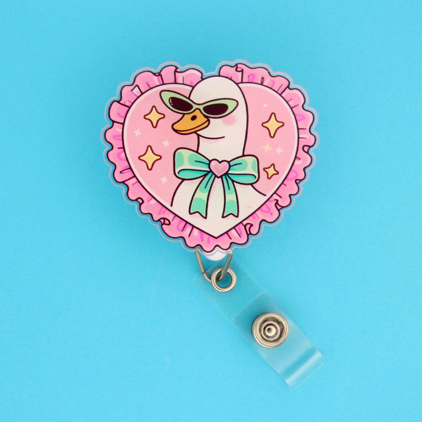 Silly Goose Coquette Badge Reel | Funny Acrylic ID Holder for Healthcare Workers