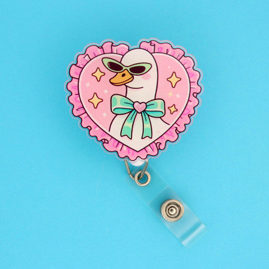 Silly Goose Coquette Badge Reel | Funny Acrylic ID Holder for Healthcare Workers