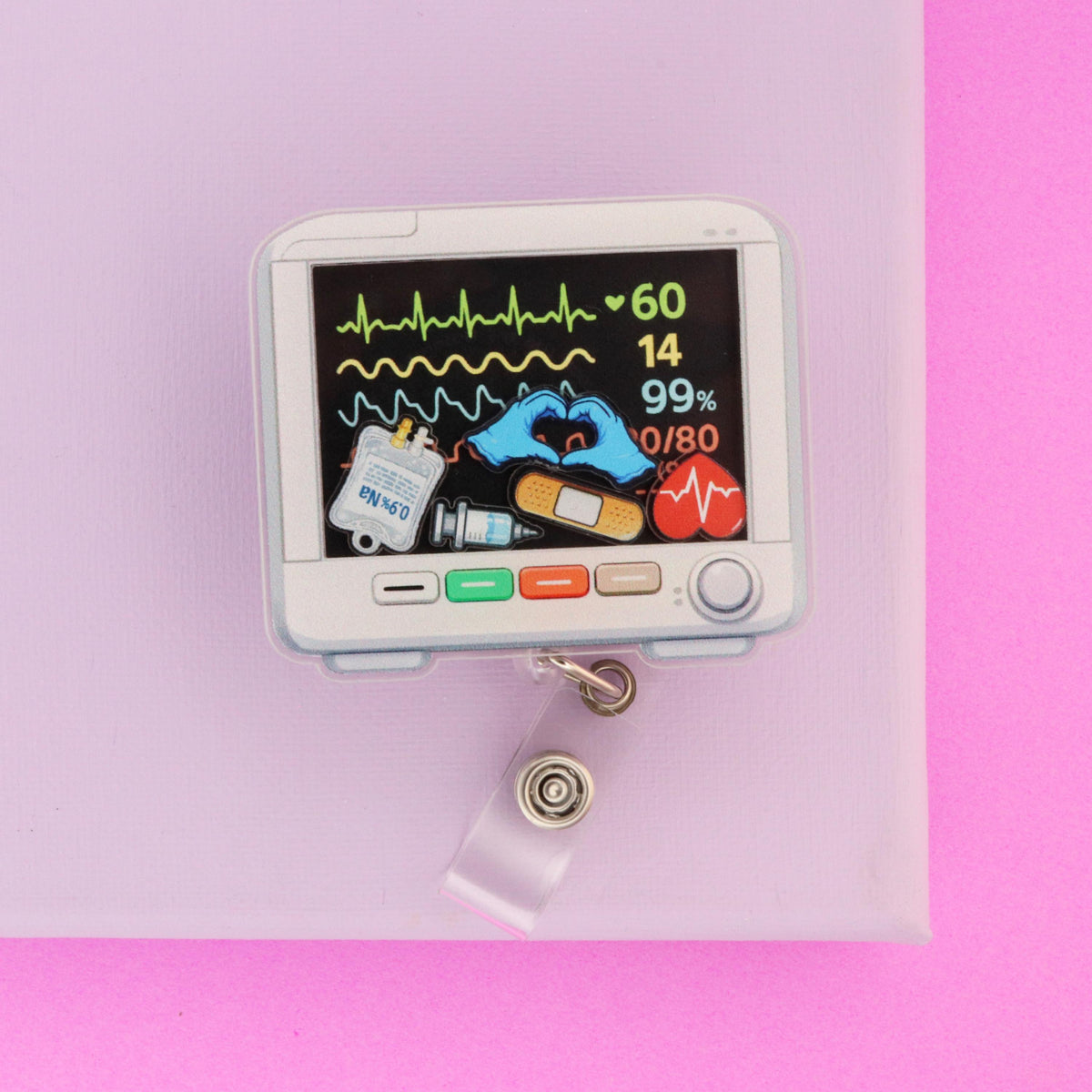 Heart Monitor Shaker Badge Reel - RN Gift