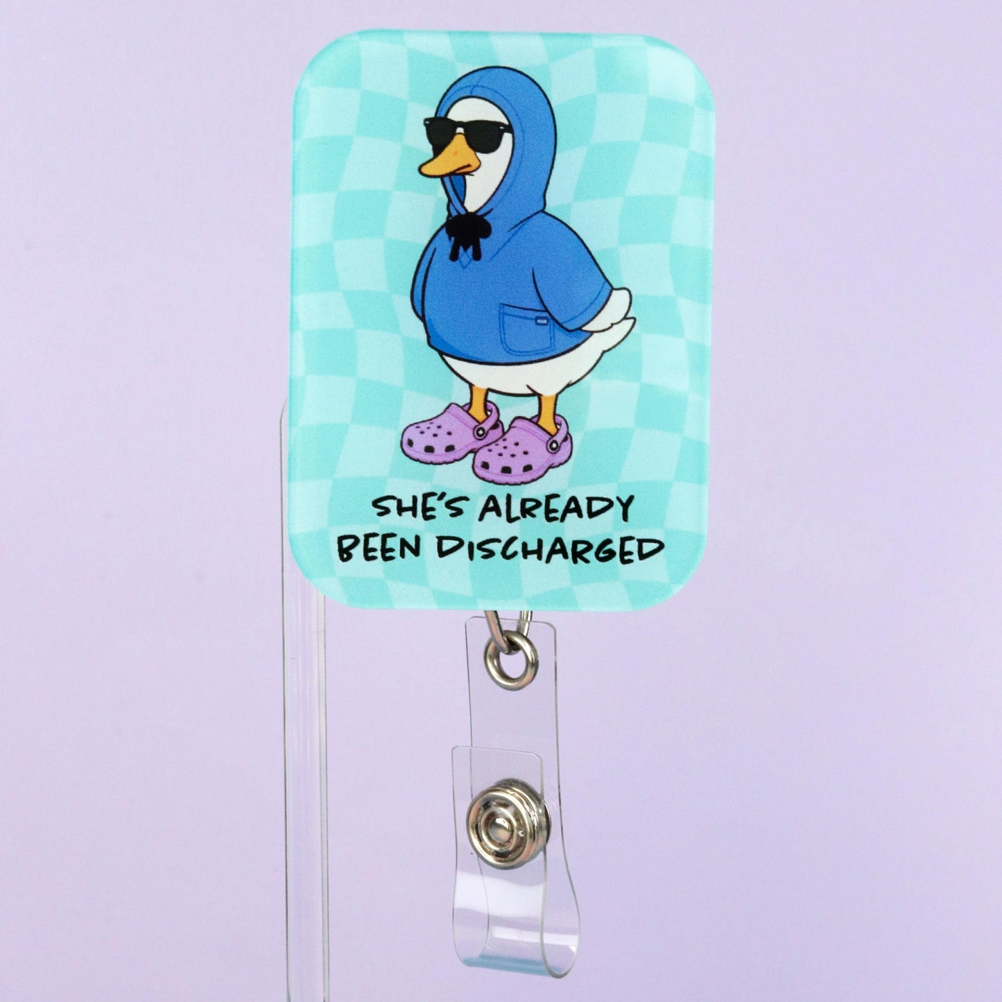 Funny Nurse Badge Reel, Retractable ID Holder, Discharged Silly Goose Meme, RN Gift