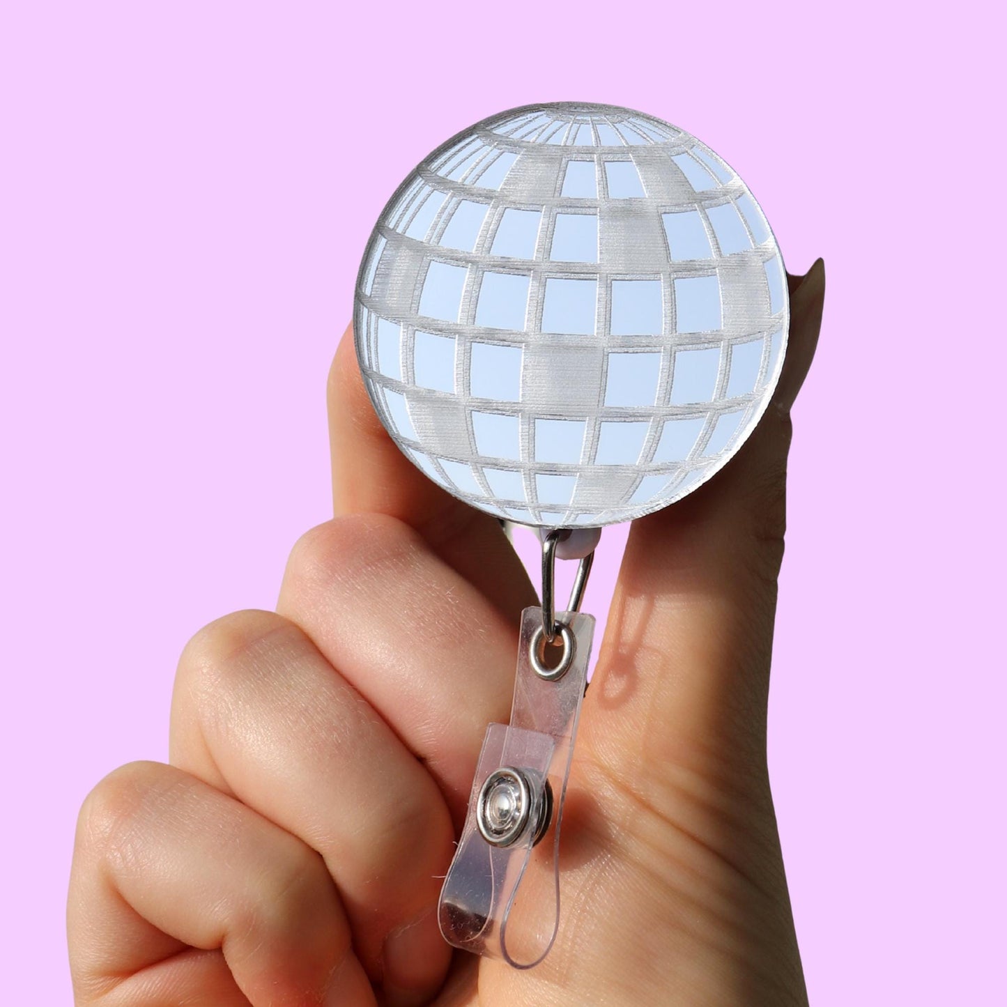 Nurse Badge Reel: Disco Ball Retractable ID Holder