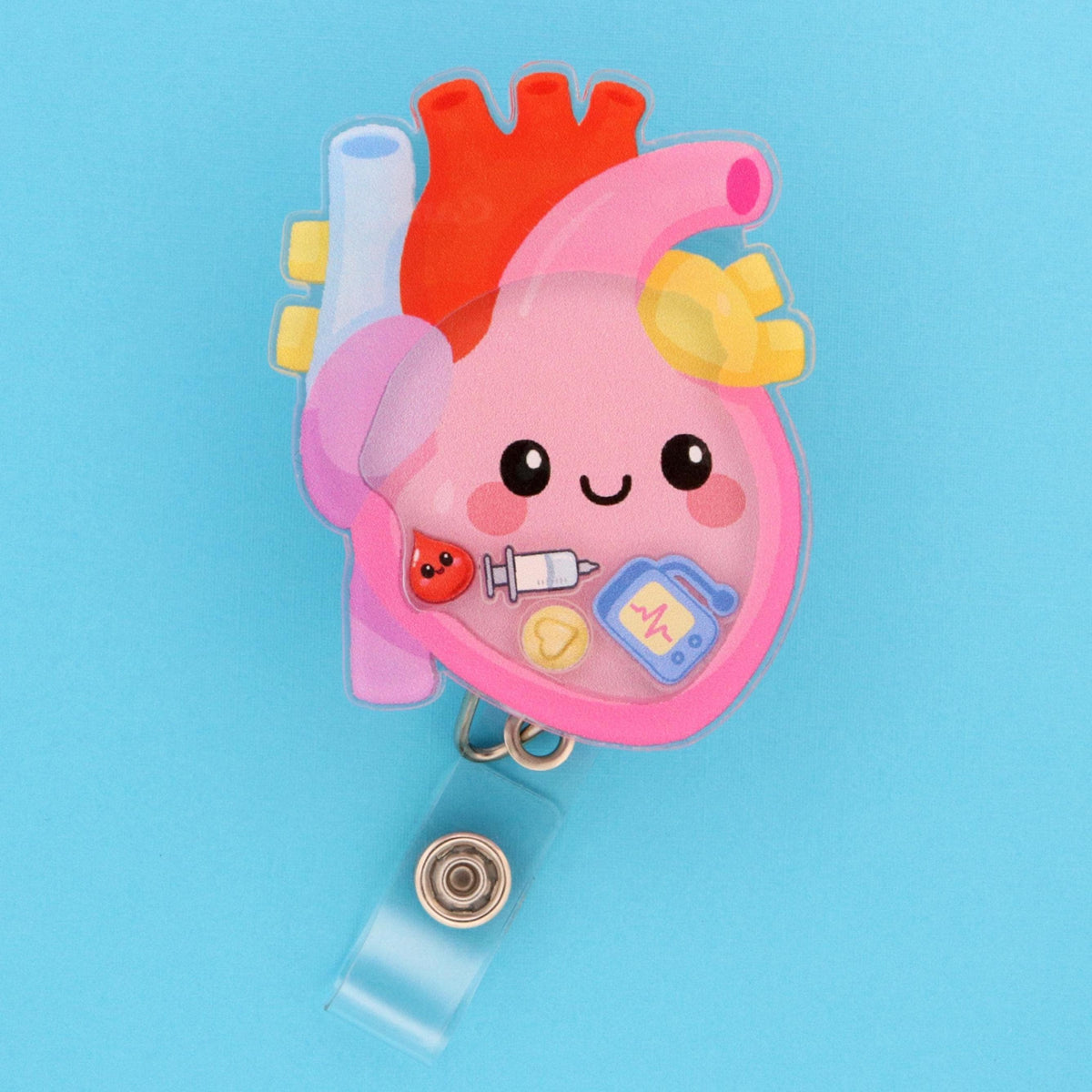 Anatomical Heart Shaker Badge Reel | Medical Nurse ID Holder | Cardiology Gift