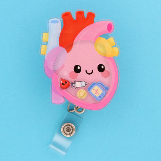 Anatomical Heart Shaker Badge Reel | Medical Nurse ID Holder | Cardiology Gift