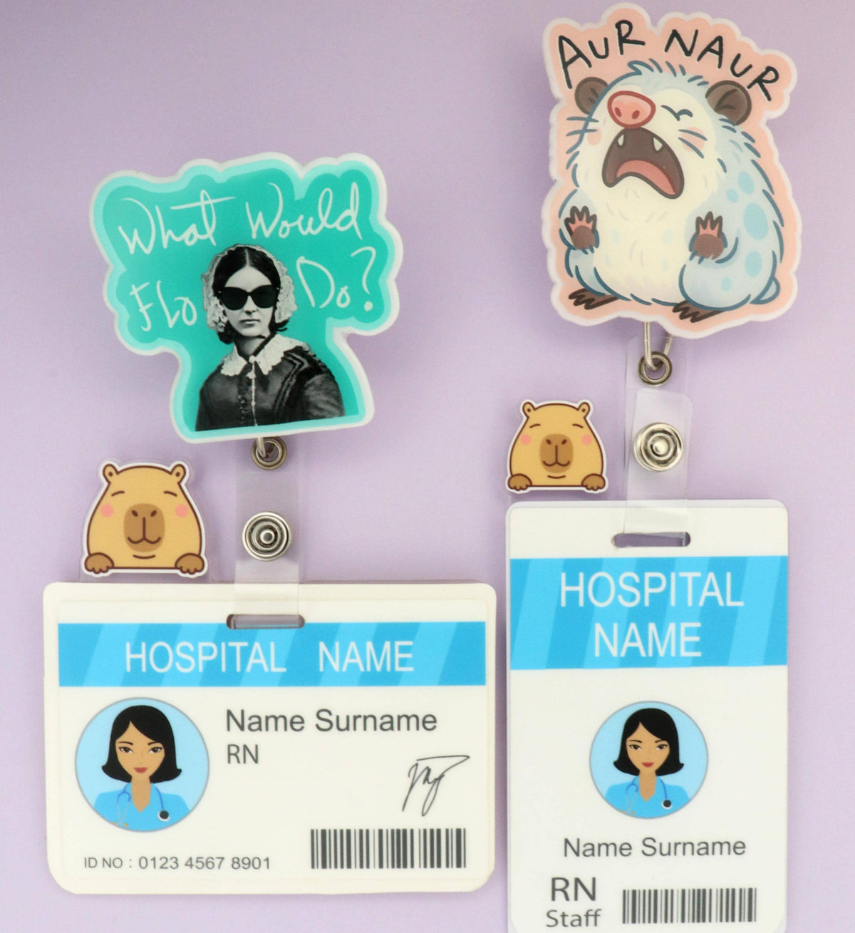 Capybara Nurse Badge Topper: Acrylic Healthcare Accessory