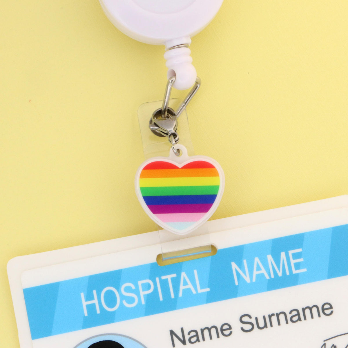 Pride Flag Badge Charm | Acrylic Rainbow Heart I Healthcare Worker Gift