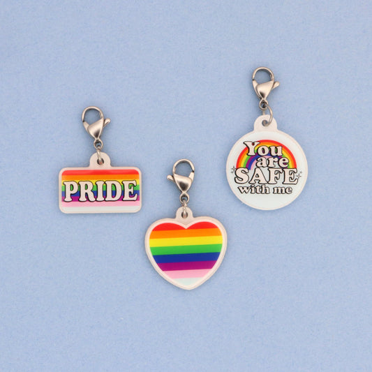 Pride Flag Badge Charm | Acrylic Rainbow Heart I Healthcare Worker Gift
