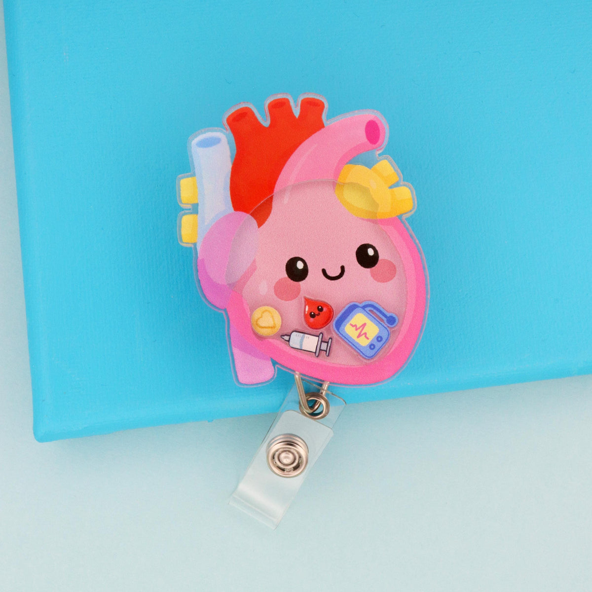 Anatomical Heart Shaker Badge Reel | Medical Nurse ID Holder | Cardiology Gift