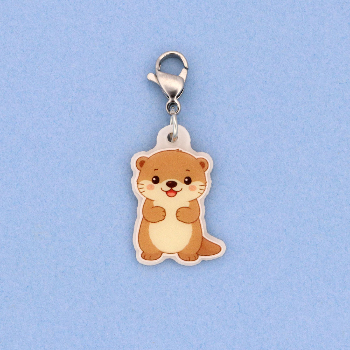 Otter Badge Reel Charm | Kawaii Animal Acrylic Clip Accessory | Nurse Gift
