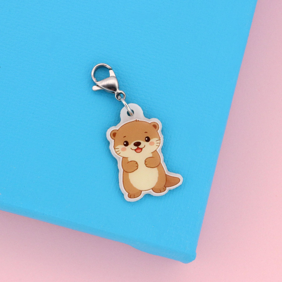 Otter Badge Reel Charm | Kawaii Animal Acrylic Clip Accessory | Nurse Gift
