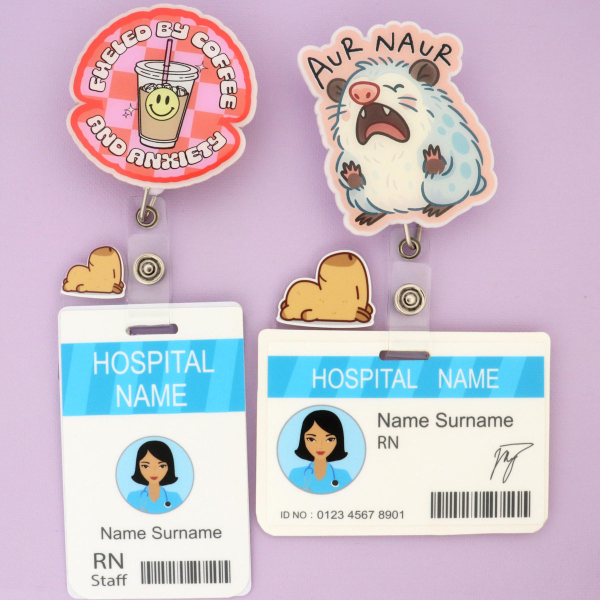 Sleeping Capybara Nurse Badge Topper: Acrylic Healthcare Accessory