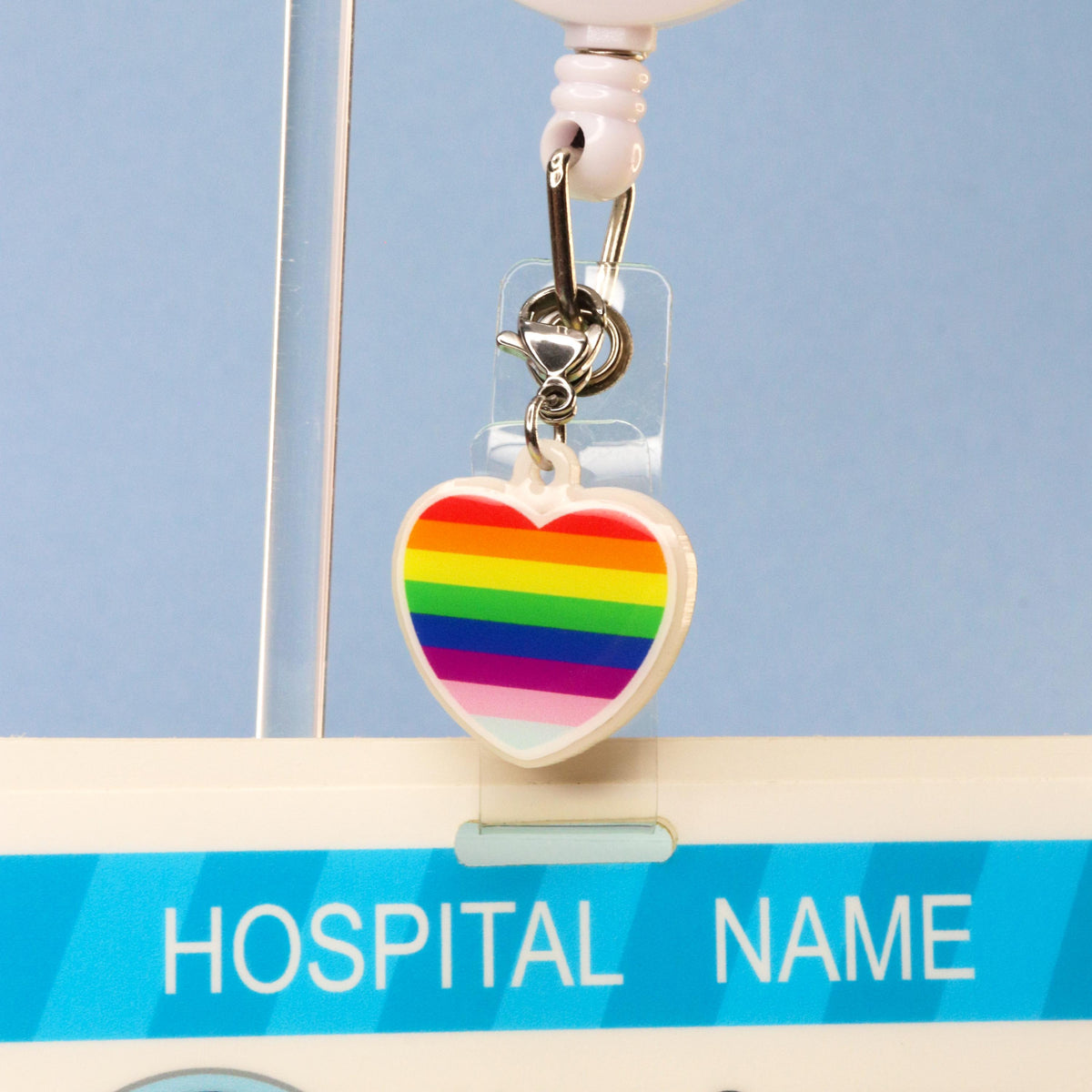 Pride Flag Badge Charm | Acrylic Rainbow Heart I Healthcare Worker Gift