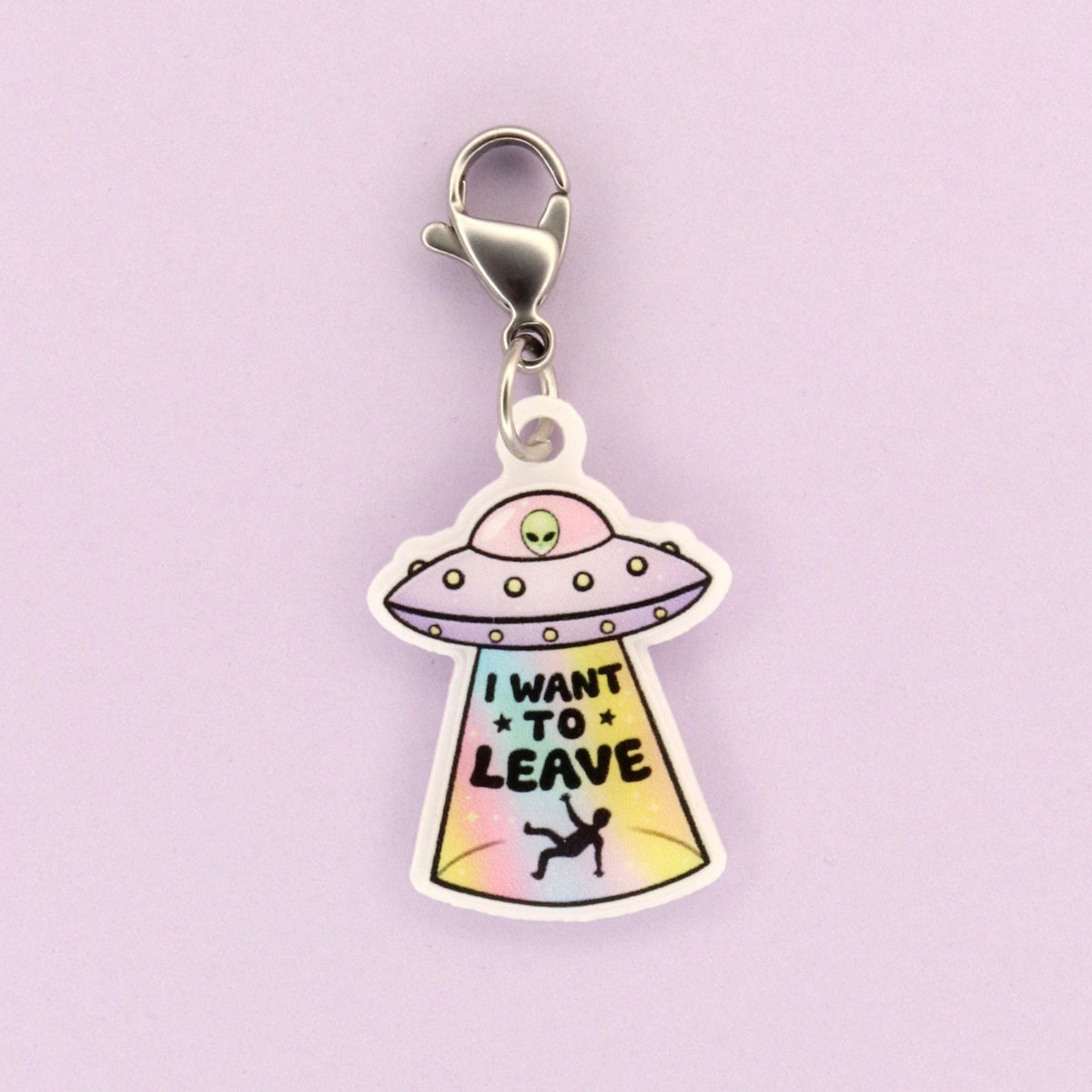Funny Alien Abduction Badge Charm