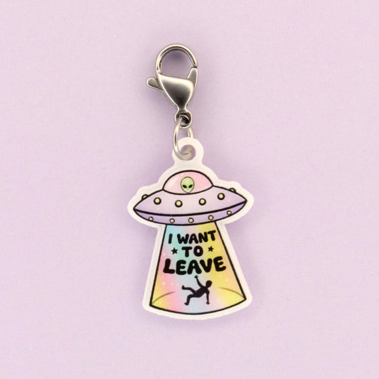 Funny Alien Abduction Badge Charm