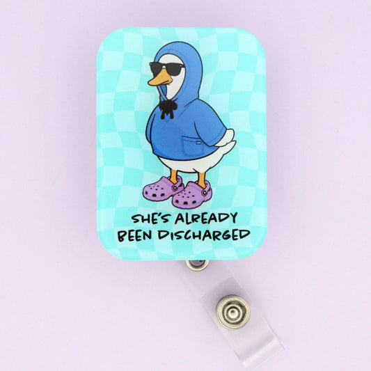 Funny Nurse Badge Reel, Retractable ID Holder, Discharged Silly Goose Meme, RN Gift