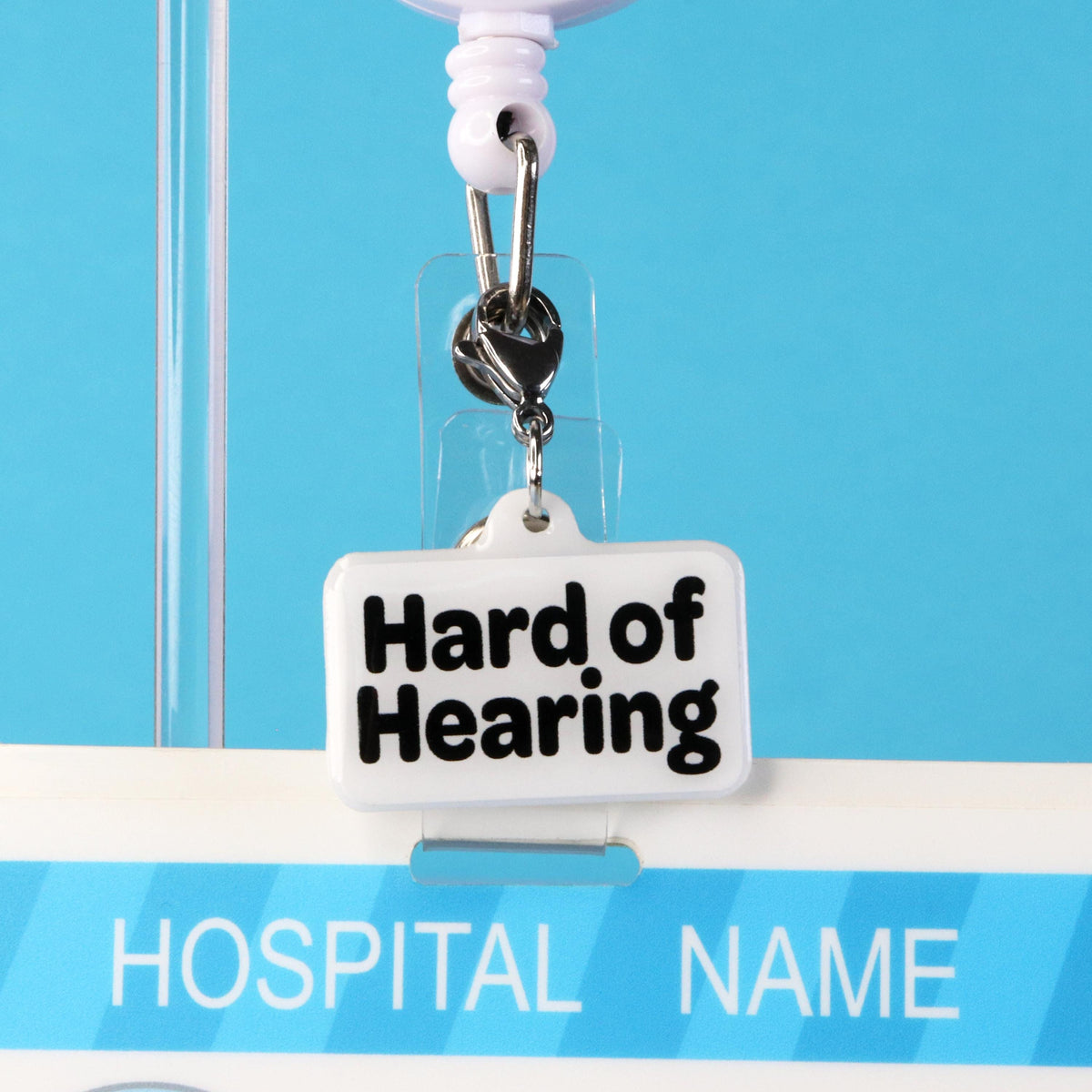 Hard of Hearing Badge Reel Charm | Accessibility Patient Communication I  | Acrylic Clip-On Accessory