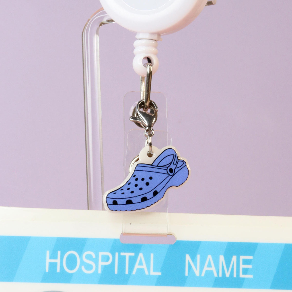 Nurse Badge Reel Dangle Charms - Pastel Scrub Top & Crocs