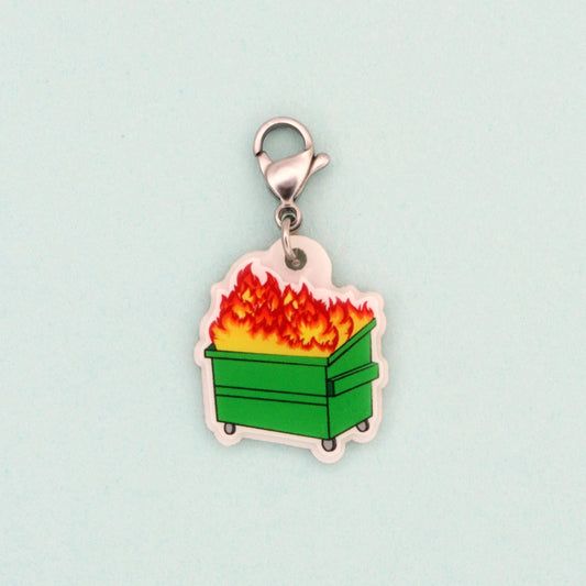 Dumpster Fire Badge Reel Charm: Funny Nurse Gift