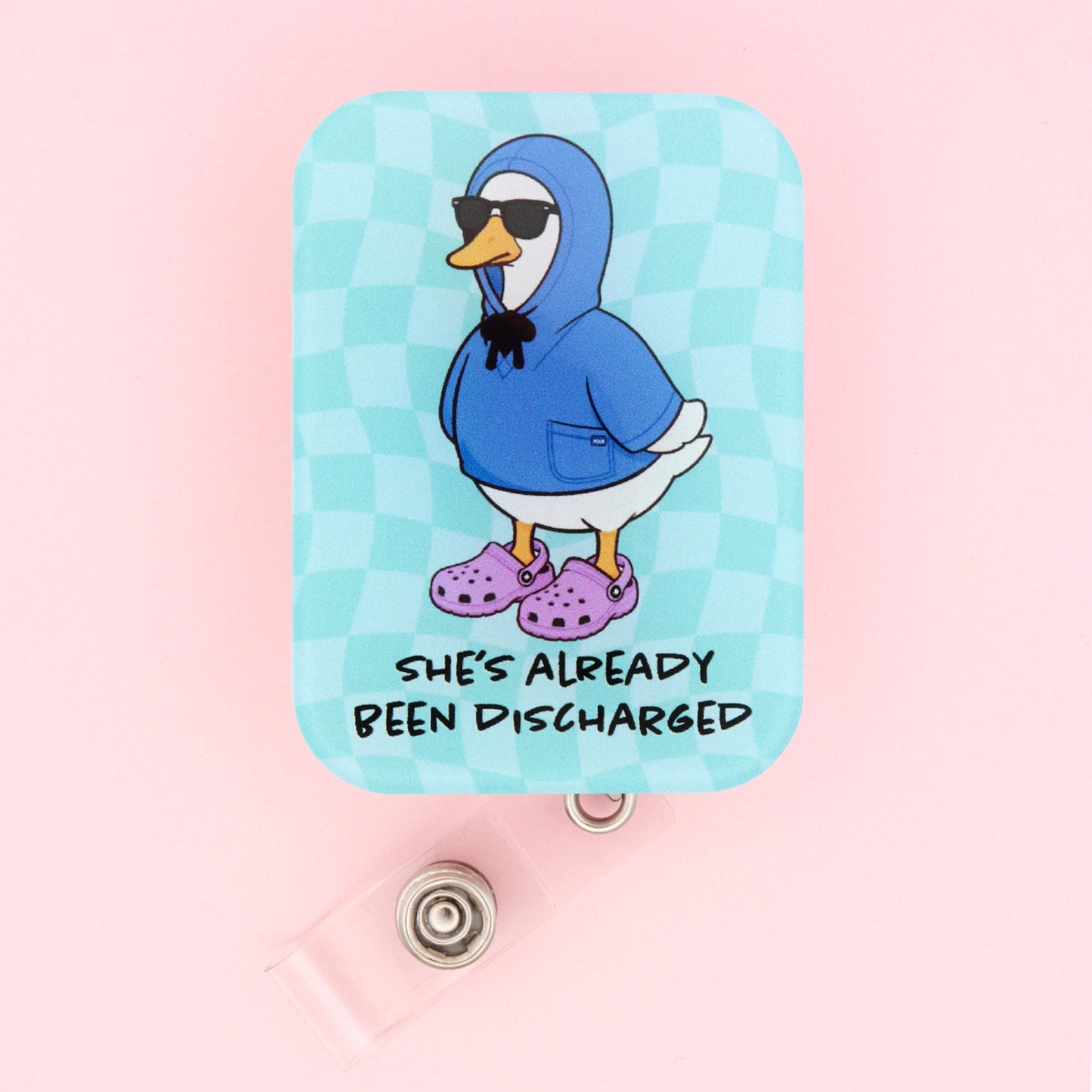 Funny Nurse Badge Reel, Retractable ID Holder, Discharged Silly Goose Meme, RN Gift