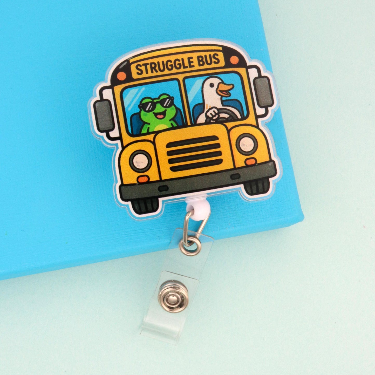 Struggle Bus Nurse Badge Reel | Funny Acrylic ID Holder for Healthcare Workers