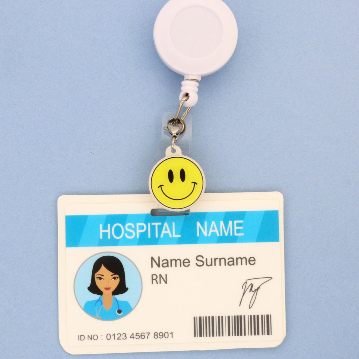 Smiley Face Badge Reel Charm
