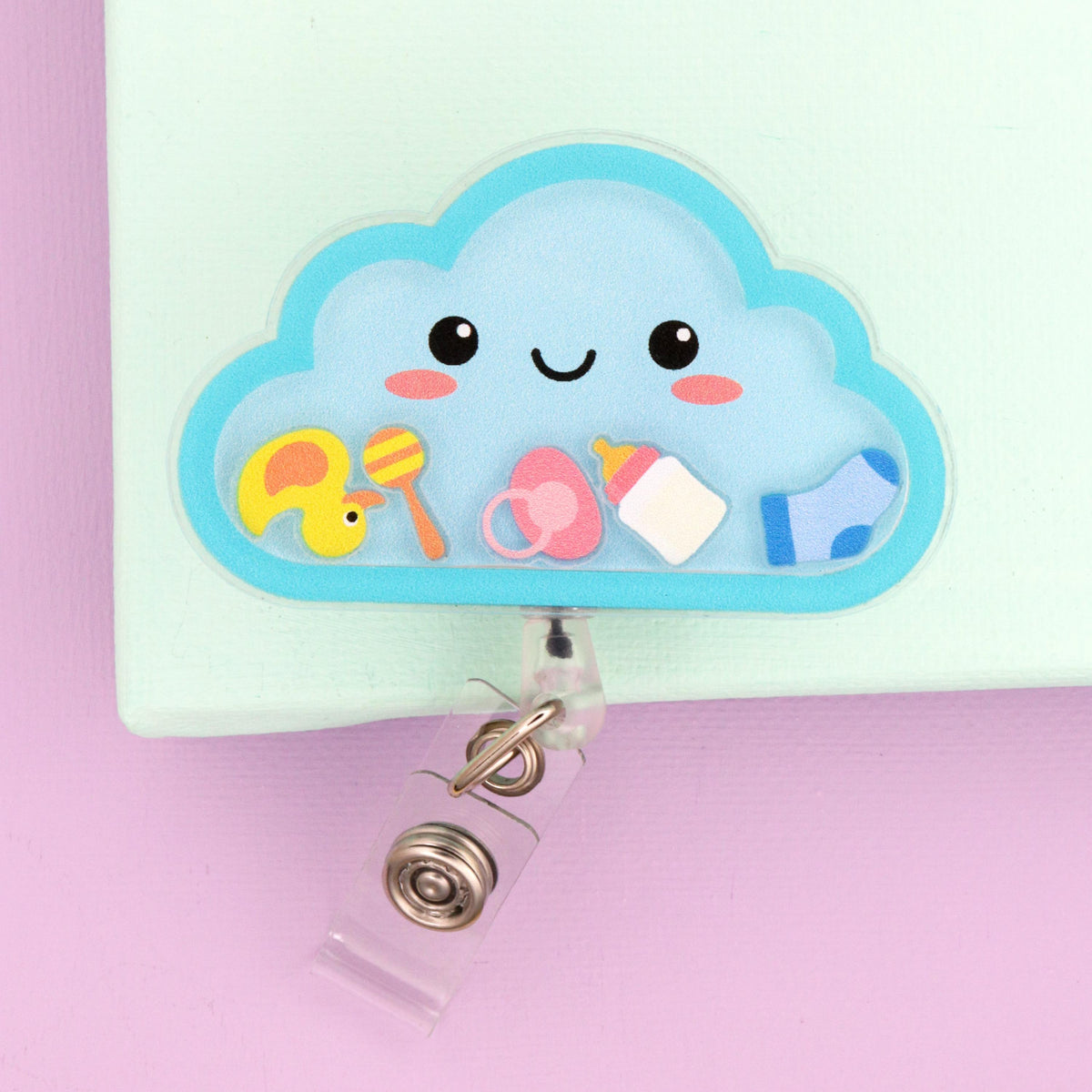 Cloud Shaker Badge Reel | Pediatric Nurse Gift | NICU Labor & Delivery RN