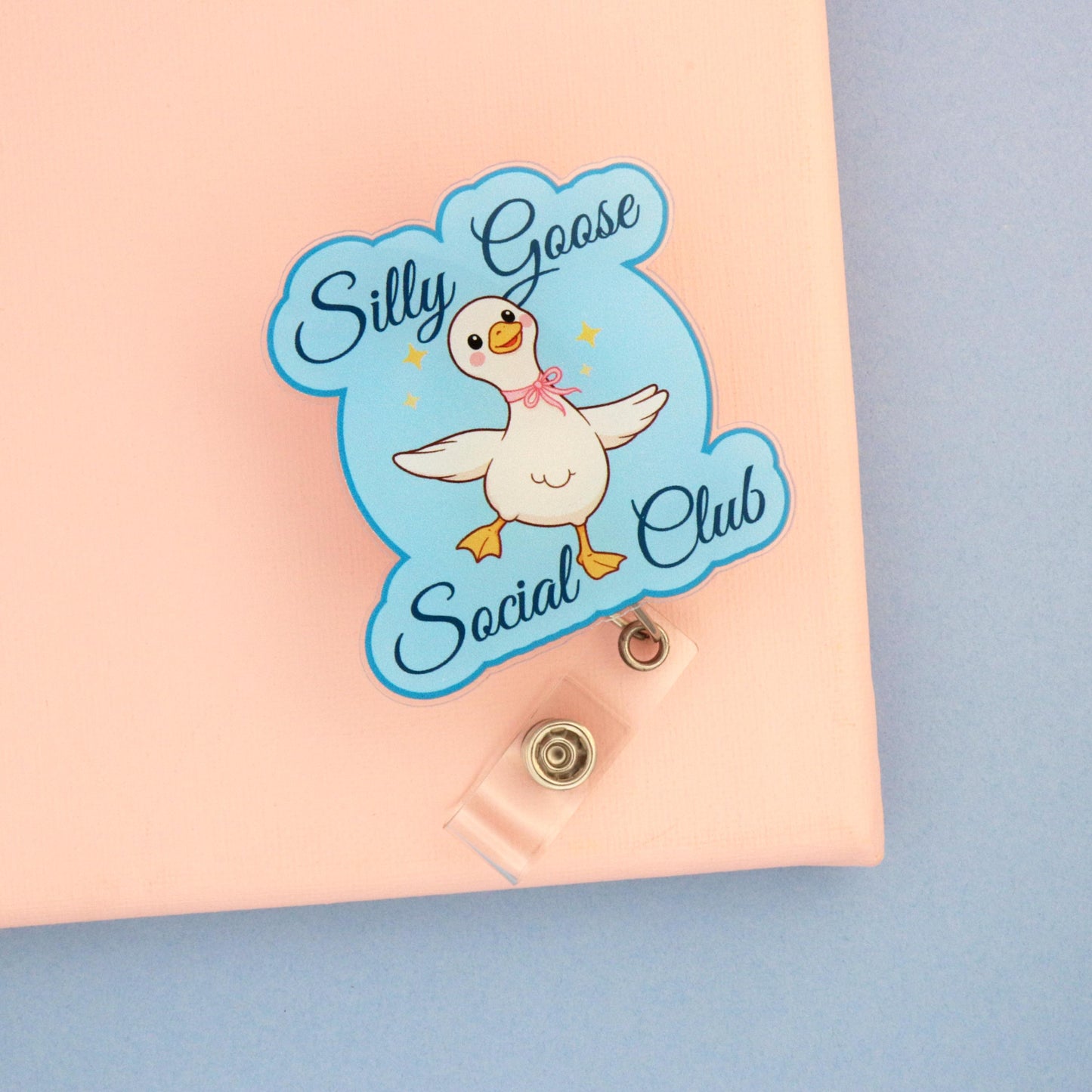 Silly Goose Social Club Badge Reel, Funny Nurse Retractable ID Holder