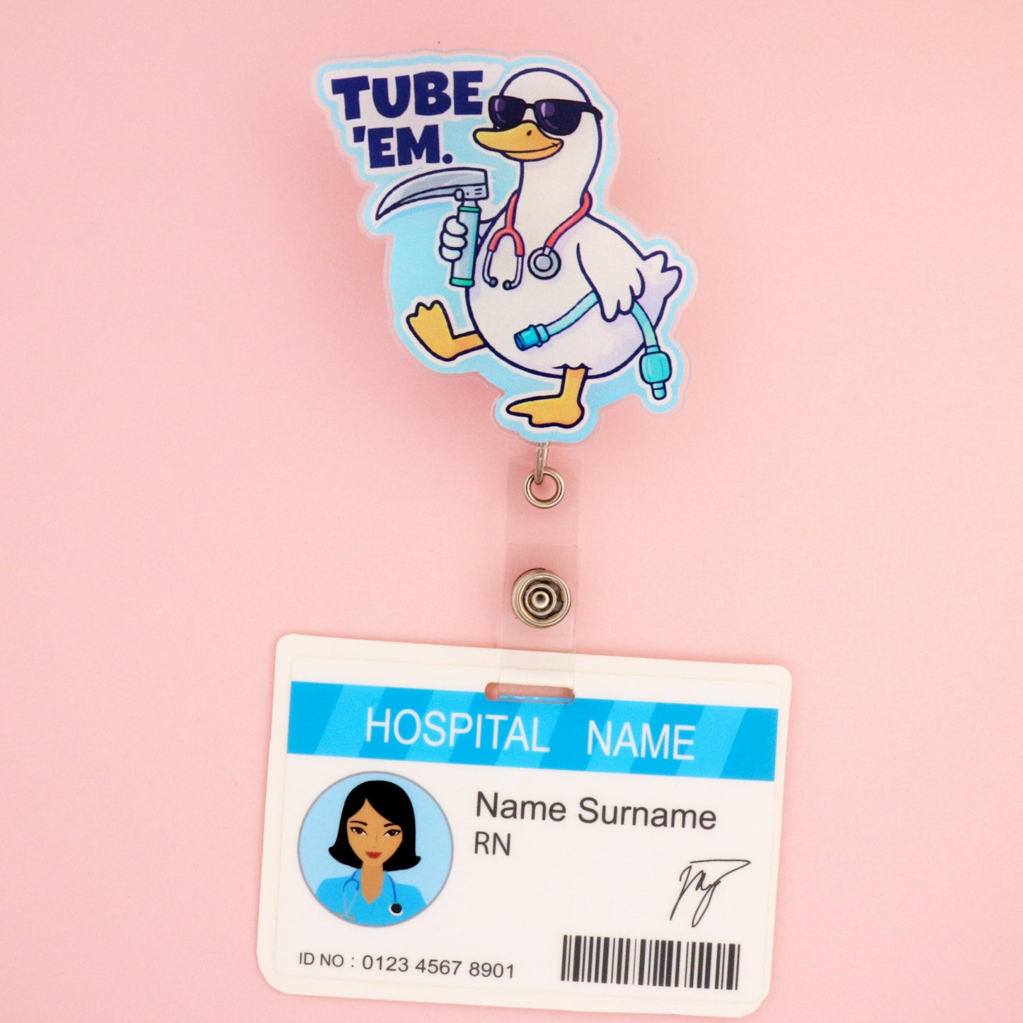 Tube Em Respiratory Therapist Badge Reel | Funny RT Gift Acrylic ID Holder