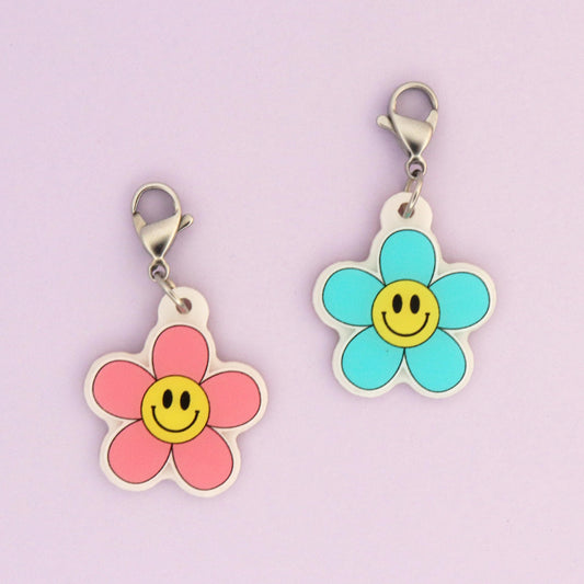 Happy Face Flower Badge Charm | RN Gift | Retro Healthcare Accessory