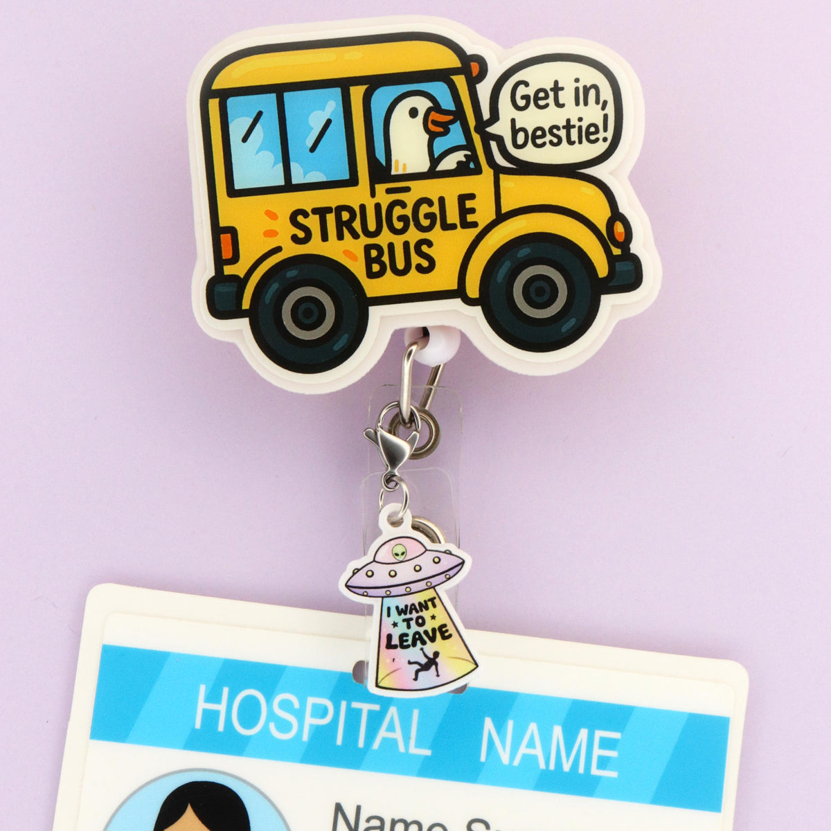 Funny Alien Abduction Badge Charm