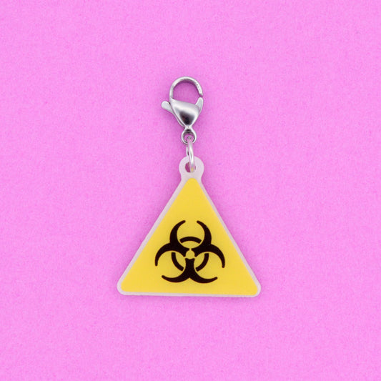 Biohazard Symbol Badge Reel Charm | Acrylic Clip-On Accessory for Healthcare Workers